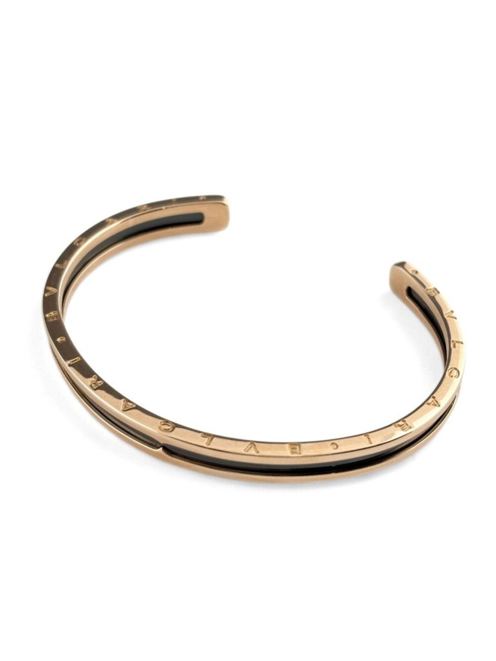 Bvlgari B.zero1 Open SM Pink Gold Stainless Steel Bracelet Bangle 750 SS